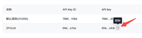 复制API Key