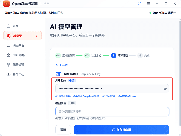 输入API Key