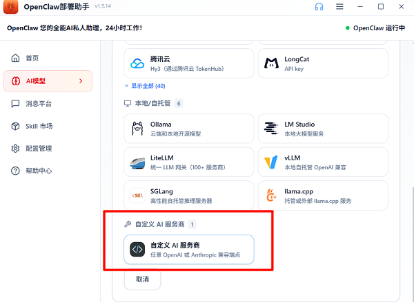 自定义AI服务商