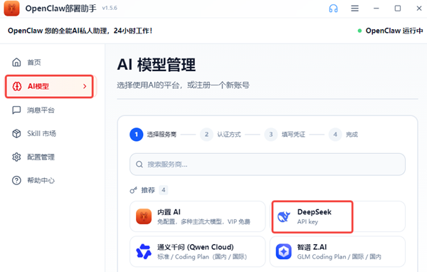 选择需要使用的DeepSeek模型